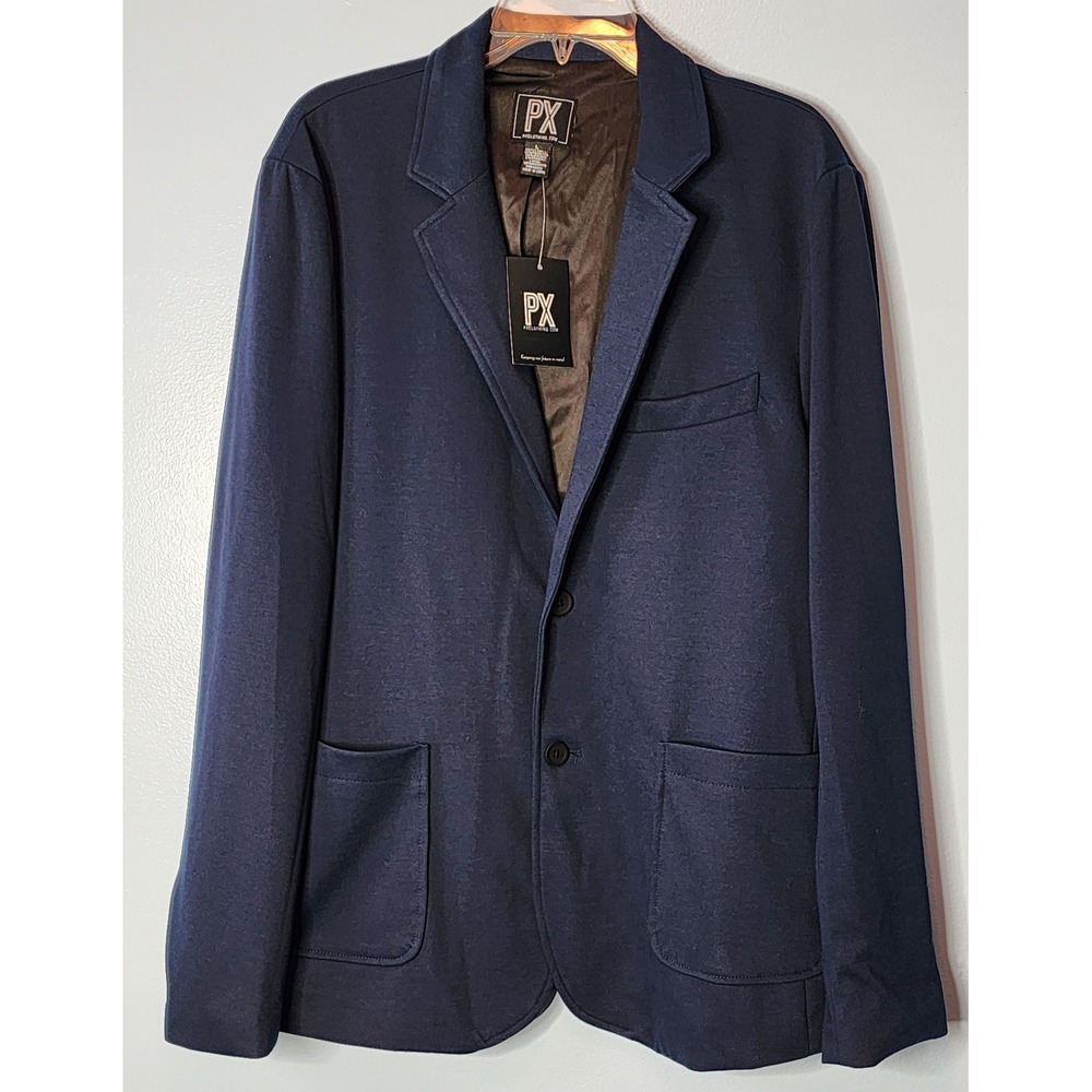 PX Clothing Blazer Mens L Navy NEW Knit Two-Button Stretch Sport Coat 1PJ3103M